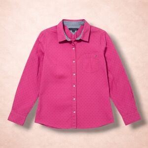 Tommy Hilfiger Polka Dot Button Down | Magenta & Black | Women’s M